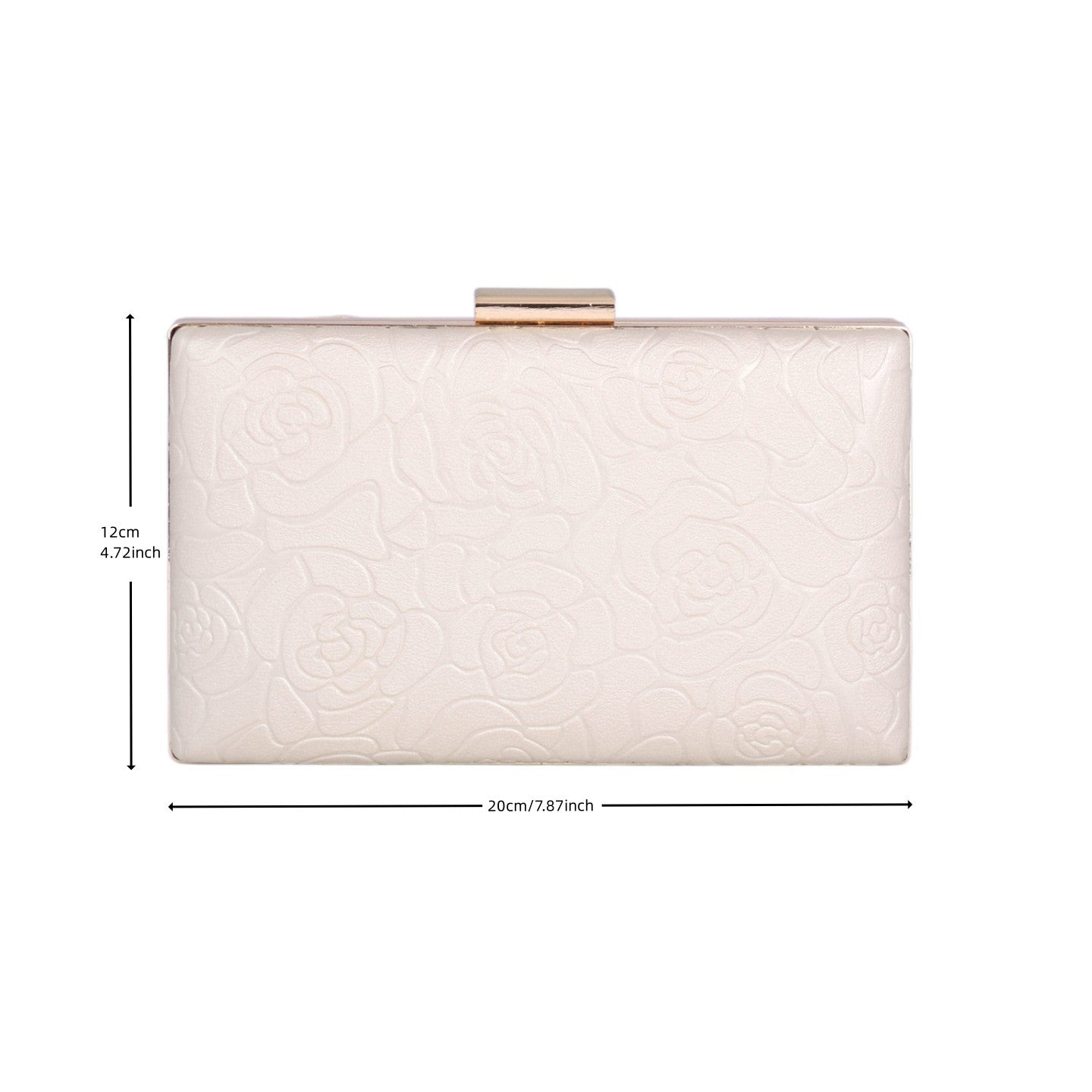 Elegant Rose Embossed Hard Shell PU Clutch Bag for Women