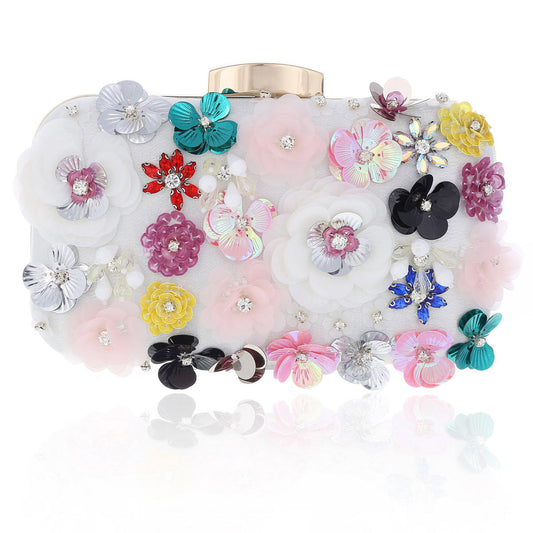 3D Floral Embroidered Clutch