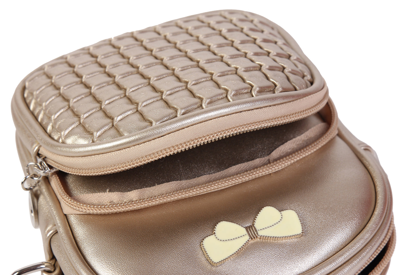 Bow Quilted Faux Leather Crossbody Bag, Mini Fashion Shoulder Purse