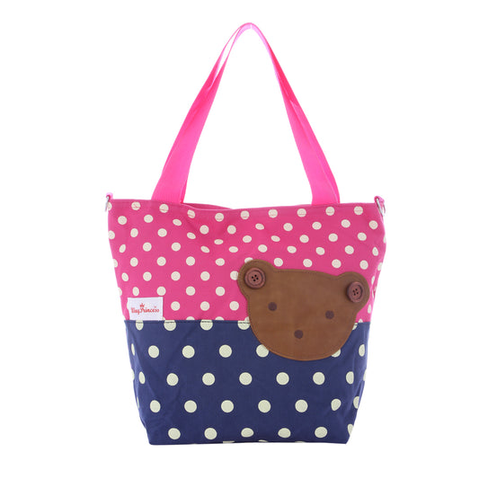 Canvas Tote Bag - Reusable Shopping Shoulder Bag with Bear Design