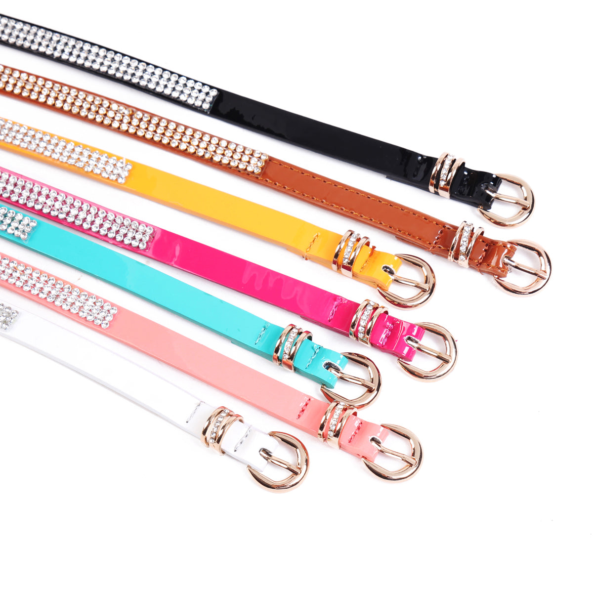 Faux Leather Rhinestone Belt for Women