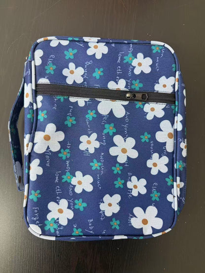 DAMARA Small Traveling Bags- Blue Daisy Pattern Traveling Wash Bag