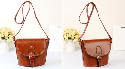 Vintage Distressed PU Leather Crossbody Bag