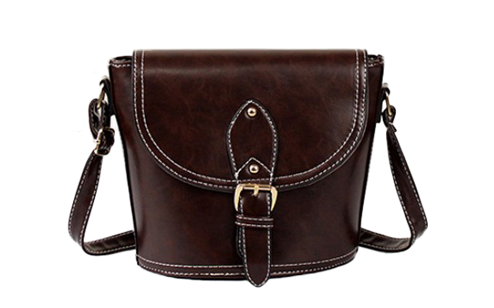 Vintage Distressed PU Leather Crossbody Bag