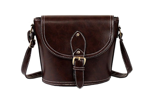 Vintage Distressed PU Leather Crossbody Bag