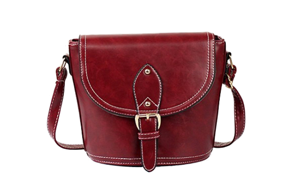 Vintage Distressed PU Leather Crossbody Bag
