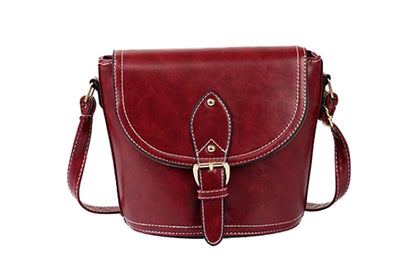 Vintage Distressed PU Leather Crossbody Bag