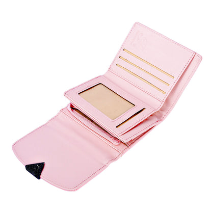 Small PU Leather Wallet for Women - Compact Card Holder with Coin Pocket