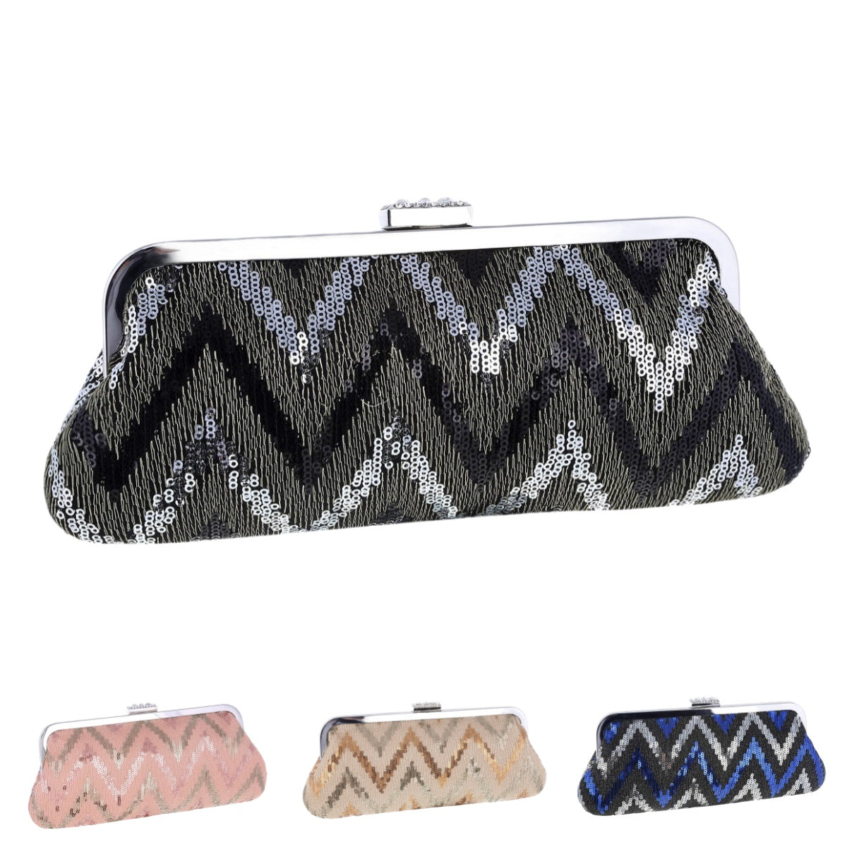 Sequin Clutch with Kiss-Lock