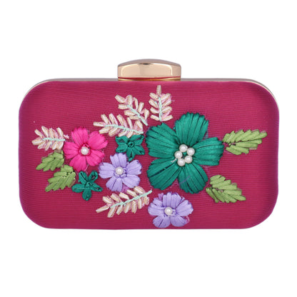 Satin Embroidered Clutch