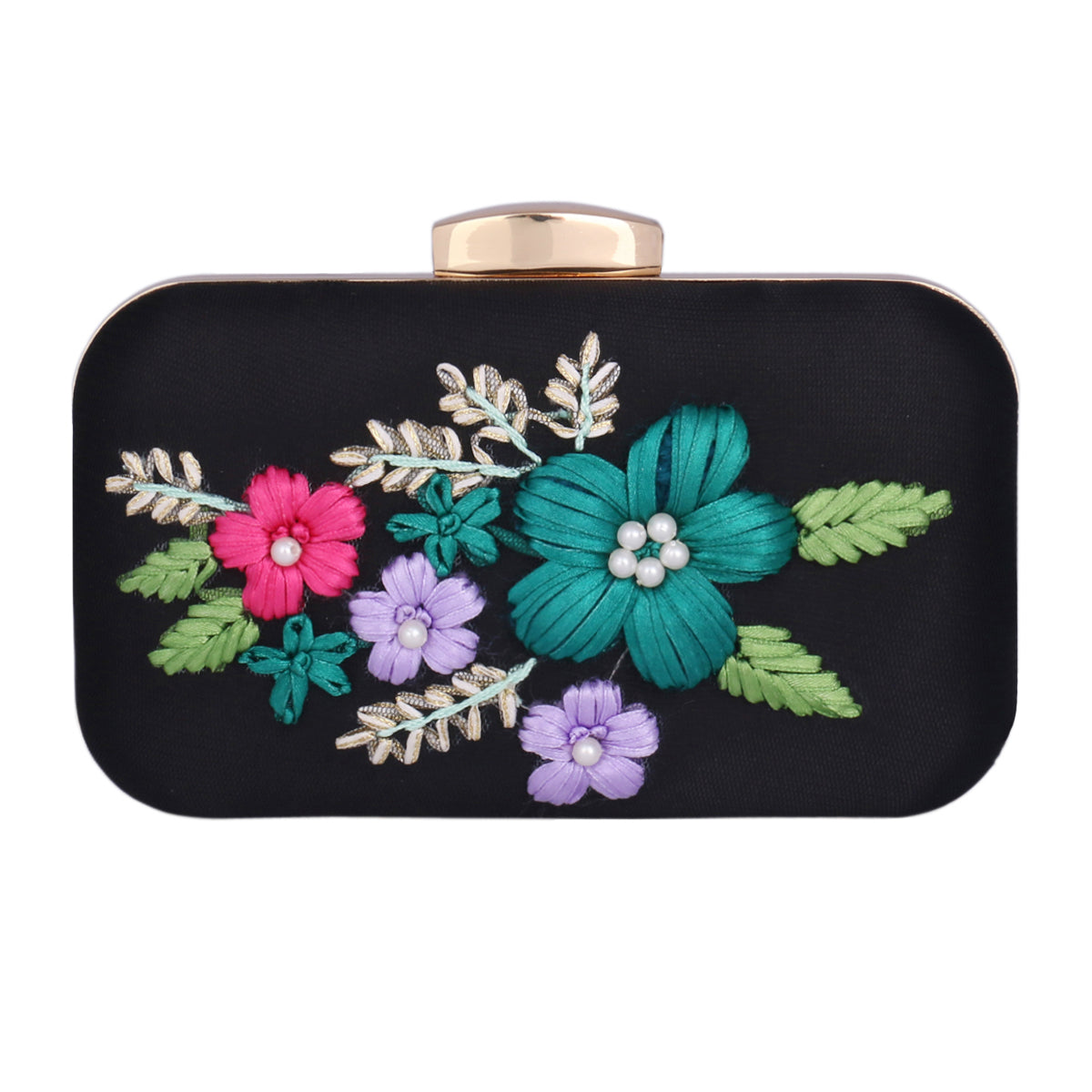 Satin Embroidered Clutch
