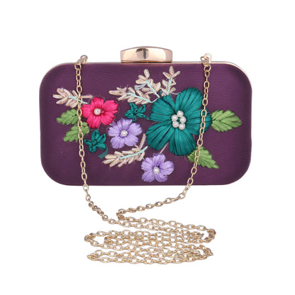 Satin Embroidered Clutch