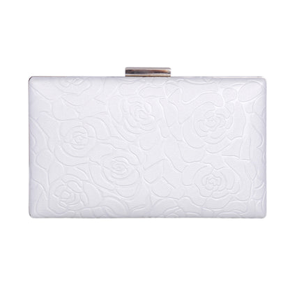 Elegant Rose Embossed Hard Shell PU Clutch Bag for Women