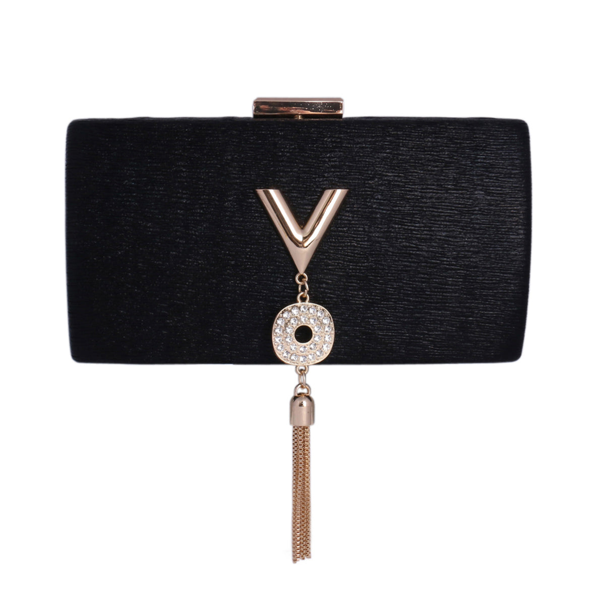 Metallic Textured Clutch with Tassel
