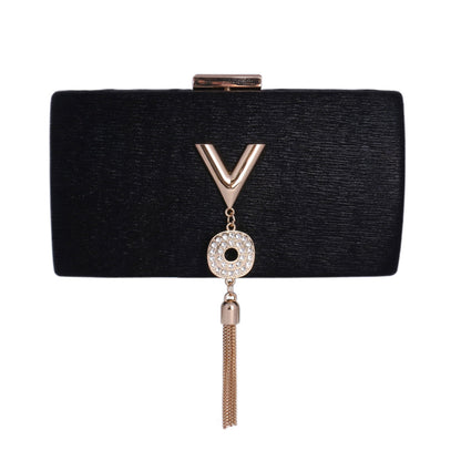 Metallic Textured Clutch with Tassel