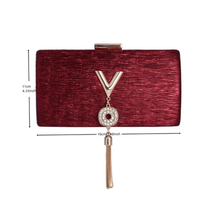 Metallic Textured Clutch with Tassel