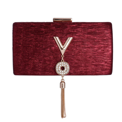 Metallic Textured Clutch with Tassel