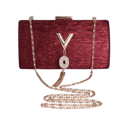 Metallic Textured Clutch with Tassel
