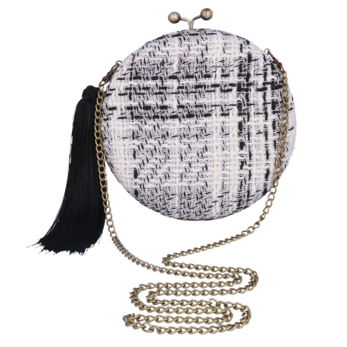Tweed Round Clutch