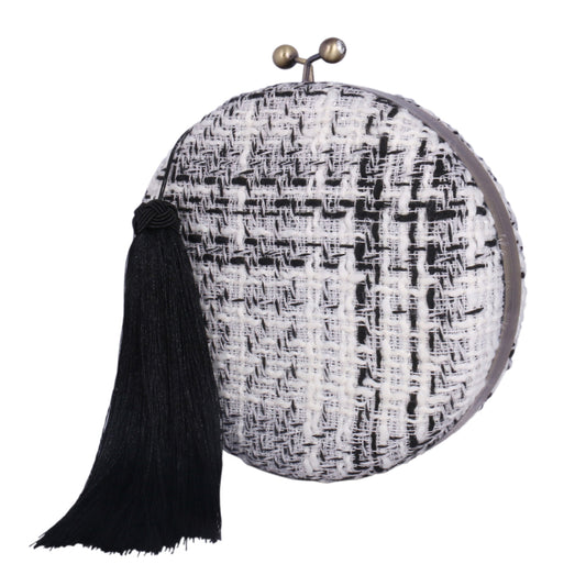 Tweed Round Clutch