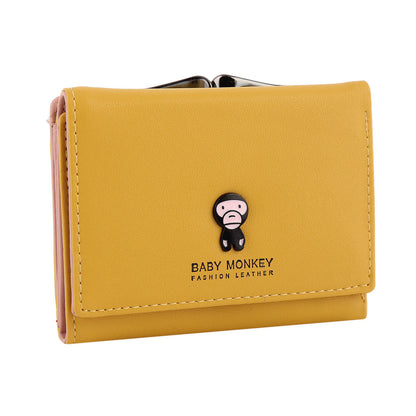 Cute Monkey Premium PU Leather Short Bifold Wallet