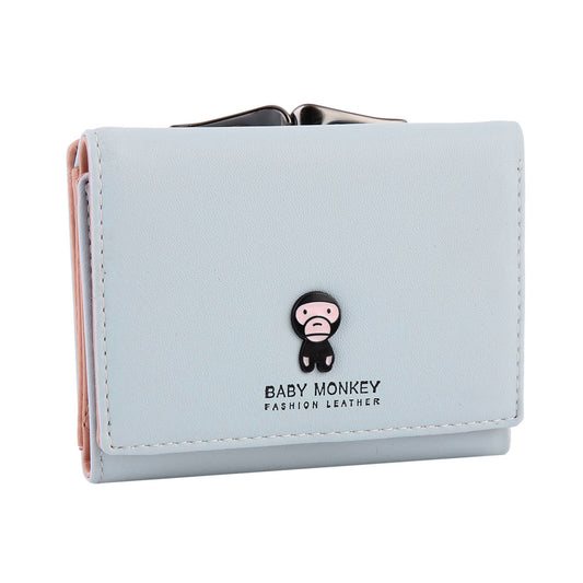 Cute Monkey Premium PU Leather Short Bifold Wallet