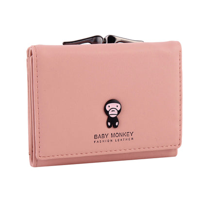 Cute Monkey Premium PU Leather Short Bifold Wallet