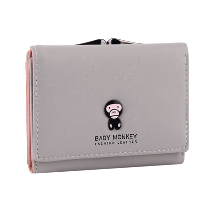 Cute Monkey Premium PU Leather Short Bifold Wallet