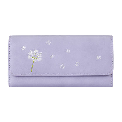 Elegant Dandelion Embossed Long Wallet