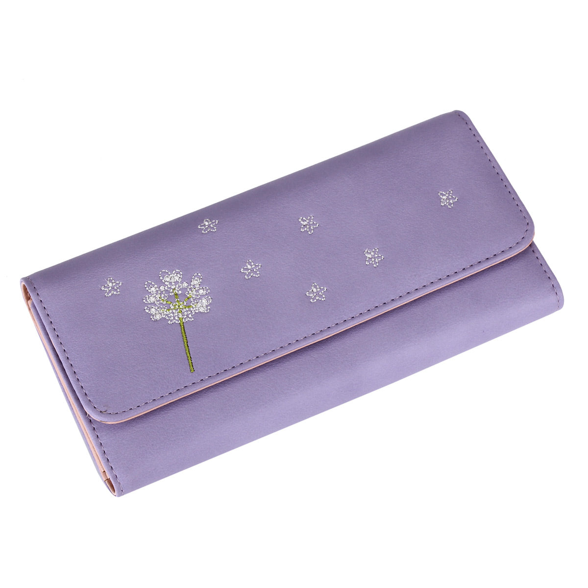 Elegant Dandelion Embossed Long Wallet