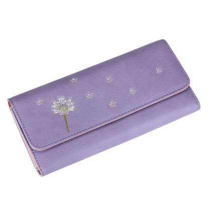 Elegant Dandelion Embossed Long Wallet