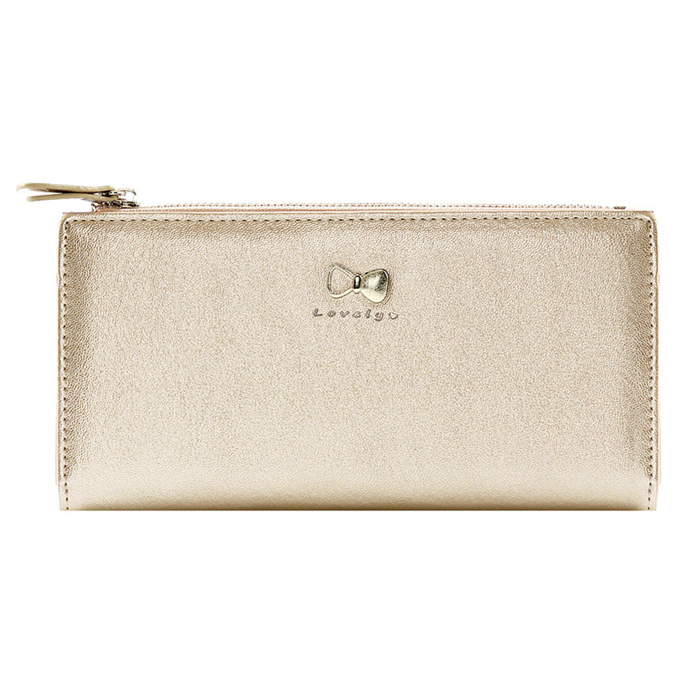 Cute Bow Ultra-Thin Long PU Leather WalletMultiple Colors
