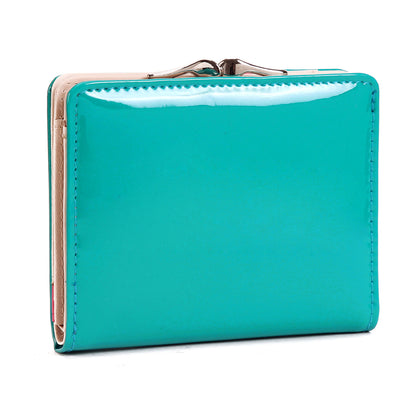 DAMARA Short Purses for Women - Shiny Faux Leather Cat Charm Card Holder with Coin Pouch