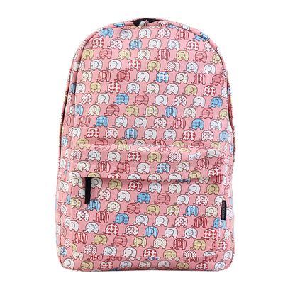 Kids Backpack - Cute Elephant Print Thick Canvas School Bag