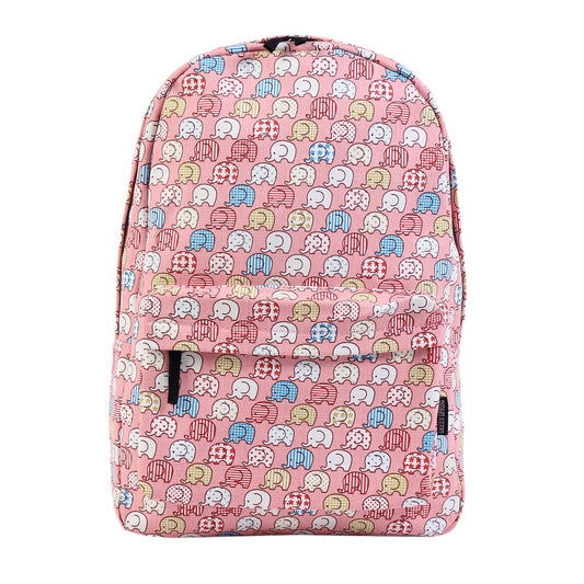 Kids Backpack - Cute Elephant Print Thick Canvas School Bag