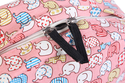 Kids Backpack - Cute Elephant Print Thick Canvas School Bag