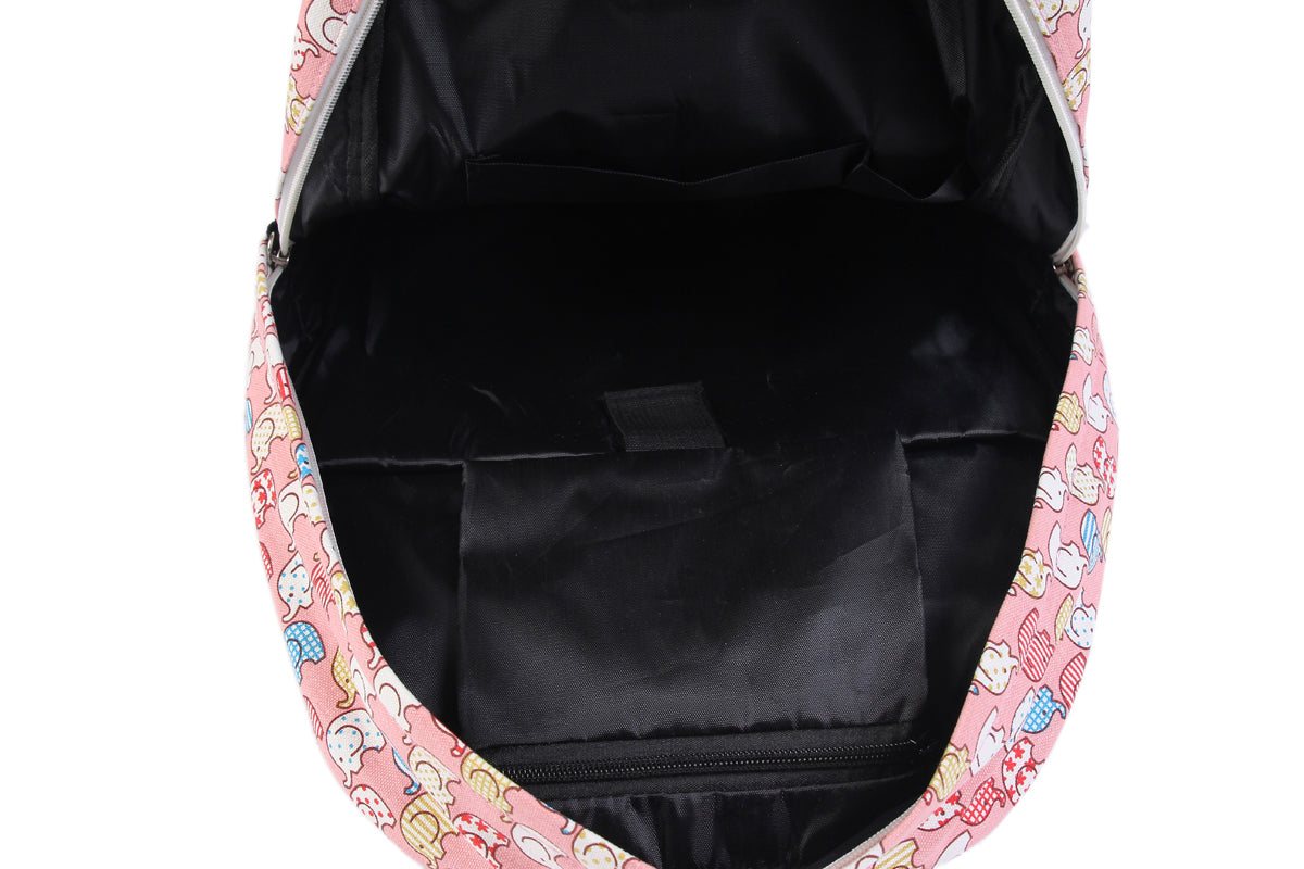 Kids Backpack - Cute Elephant Print Thick Canvas School Bag