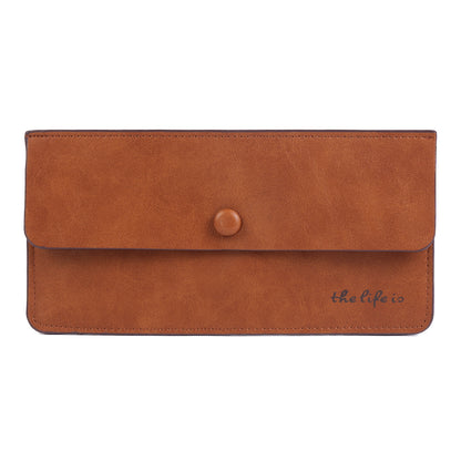 Suede PU Leather Long Wallet with Coin Pocket