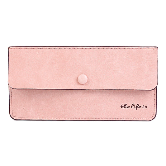 Suede PU Leather Long Wallet with Coin Pocket