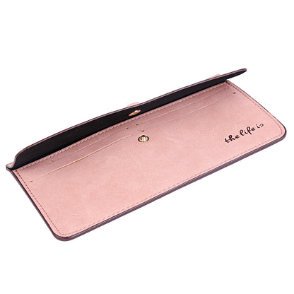 Suede PU Leather Long Wallet with Coin Pocket