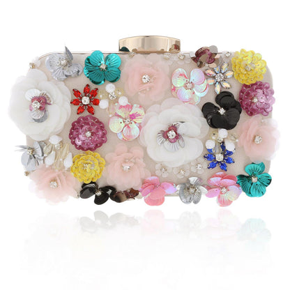 3D Floral Embroidered Clutch