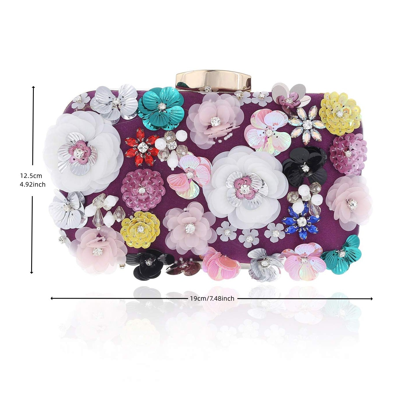 3D Floral Embroidered Clutch