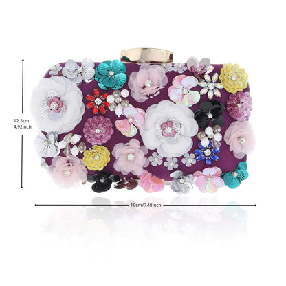 3D Floral Embroidered Clutch