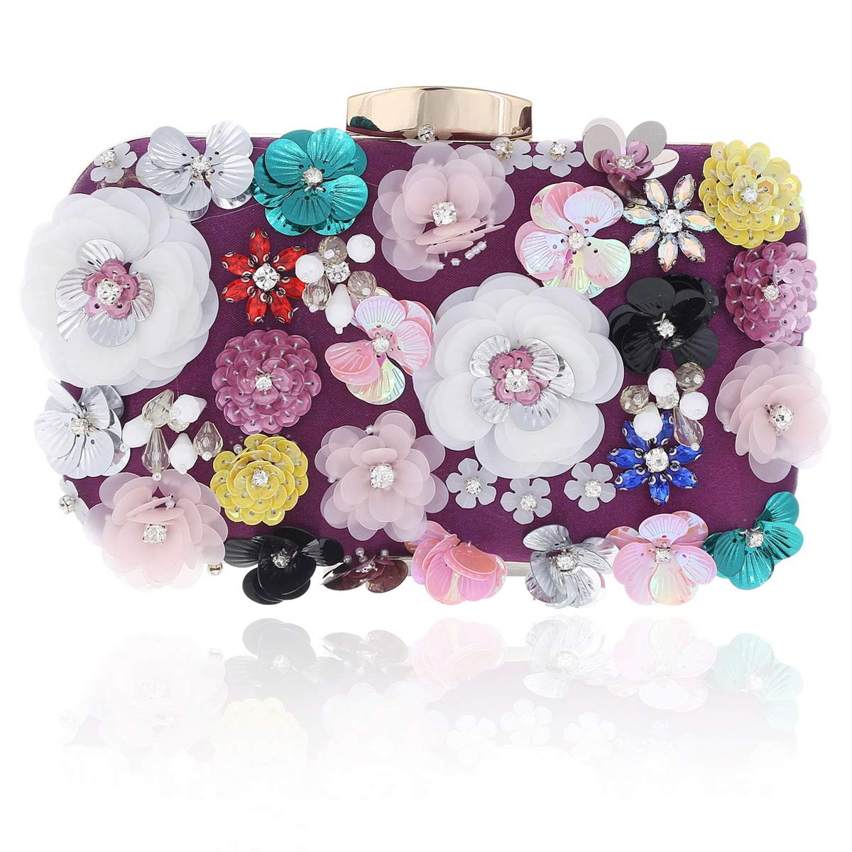3D Floral Embroidered Clutch