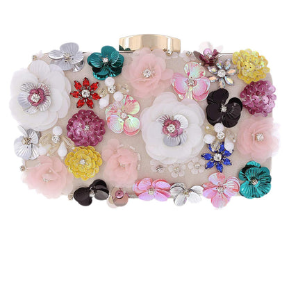 3D Floral Embroidered Clutch