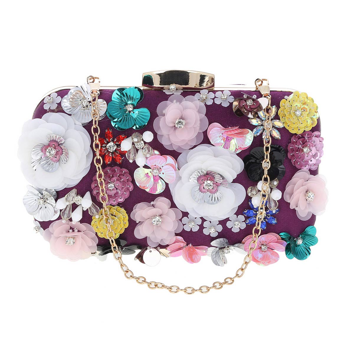 3D Floral Embroidered Clutch