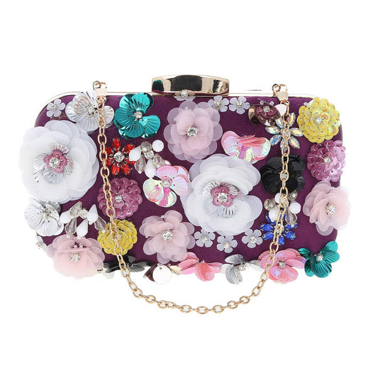 3D Floral Embroidered Clutch