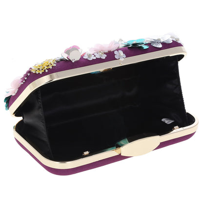 3D Floral Embroidered Clutch