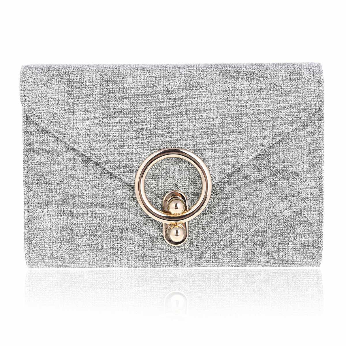 Linen-Texture Envelope Clutch