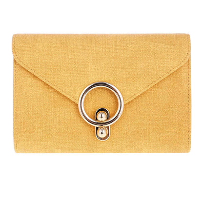 Linen-Texture Envelope Clutch